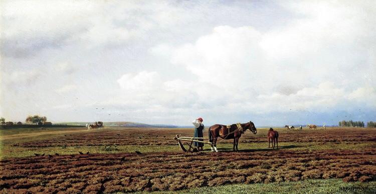 Михаил Константинович Клодт. На пашне. 1871 г